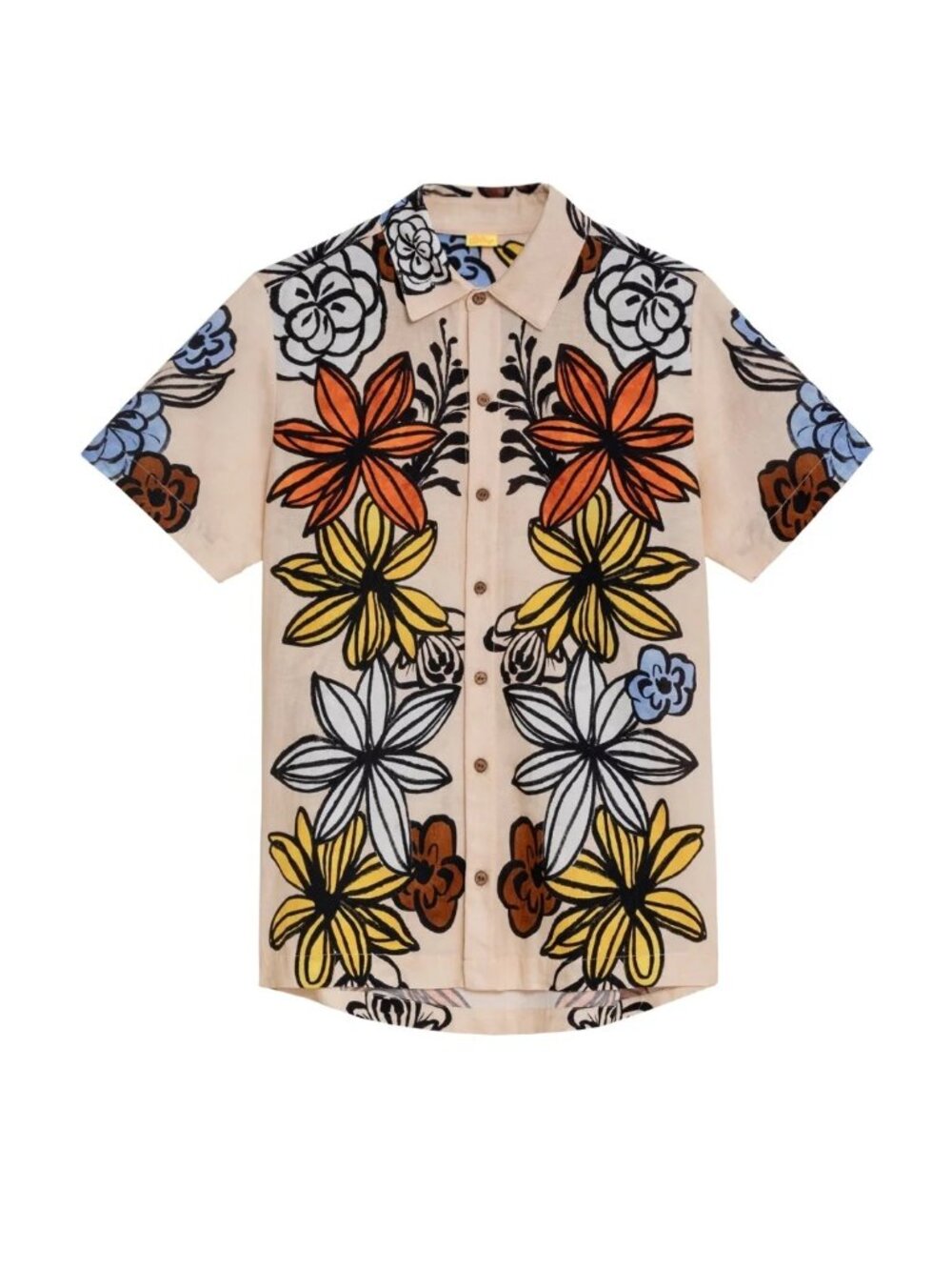 Agua Bendita Ciprés Jack Shirt Ivory Short Sleeve Button Up Front Small Cipres